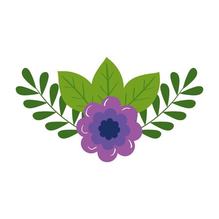 flower with leaves design, natural floral nature plant ornament garden decoration and botany theme Vector illustrationのイラスト素材