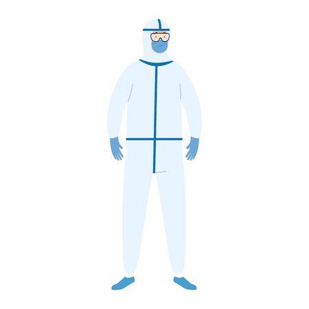 person with biohazard suit protection isolated icon vector illustration designのイラスト素材