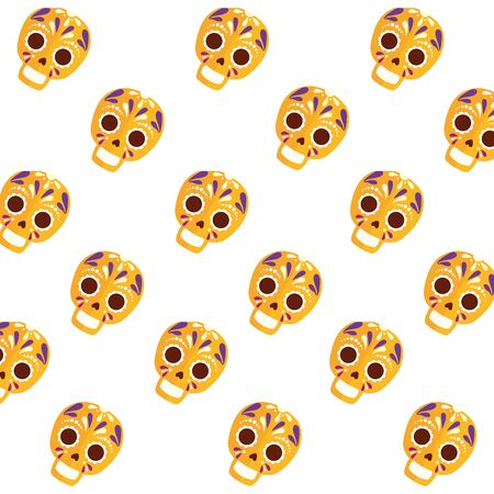 Mexican skulls background design, Mexico culture tourism landmark latin and party theme Vector illustrationのイラスト素材