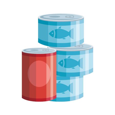set of cans tuna food isolated icon vector illustration designのイラスト素材