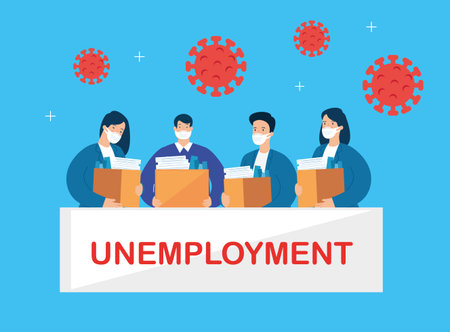 business people unemployed for covid 19 pandemic vector illustration designのイラスト素材