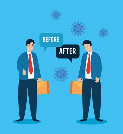 man unemployed for covid 19 pandemic vector illustration designのイラスト素材