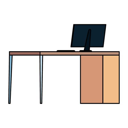 workplace with desk and computer vector illustration designのイラスト素材