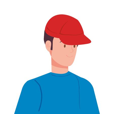 young man with cap avatar character icon vector illustration designのイラスト素材