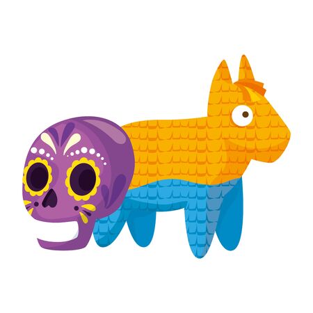 Mexican pinata and skull design, Mexico culture tourism landmark latin and party theme Vector illustrationのイラスト素材