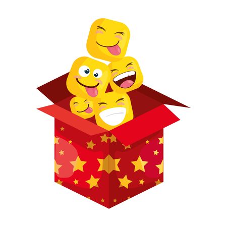 set funny square emoticons in box surprise vector illustration designのイラスト素材