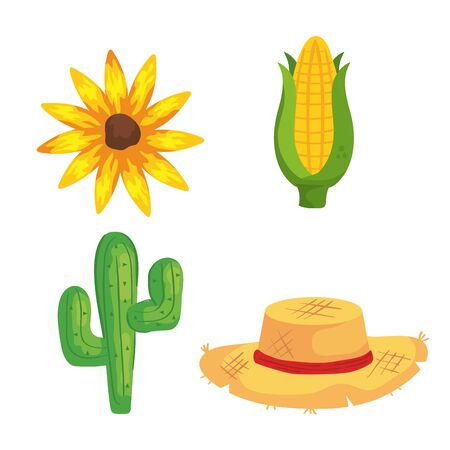 bundle of festa junina set icons vector illustration designのイラスト素材