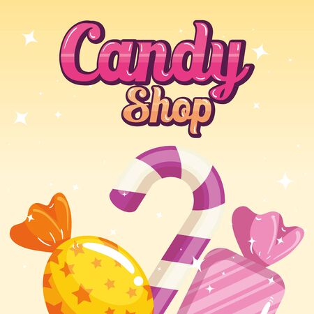 poster of candy shop with caramels vector illustration designのイラスト素材