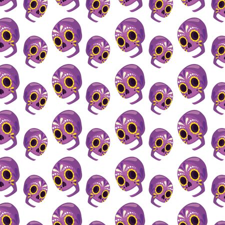 Mexican skulls background design, Mexico culture tourism landmark latin and party theme Vector illustrationのイラスト素材