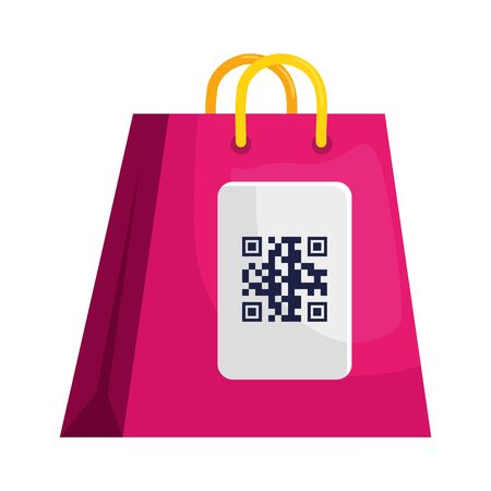 qr code over bag design of technology scan information business price communication barcode digital and data theme Vector illustrationのイラスト素材