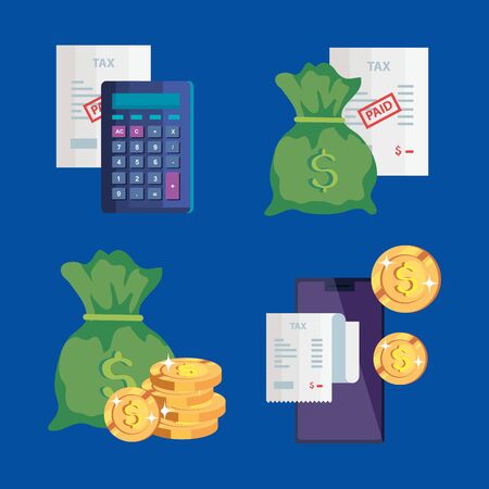 set of tax day icons vector illustration designのイラスト素材