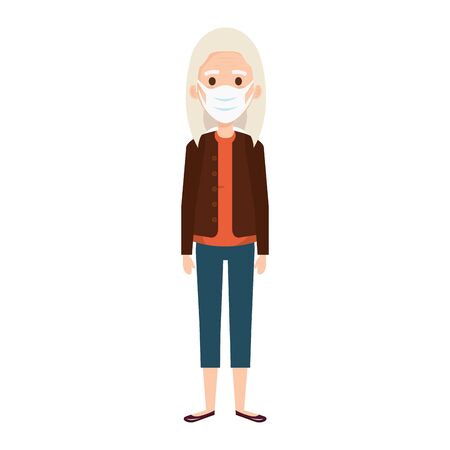 old woman using face mask isolated icon vector illustration designのイラスト素材