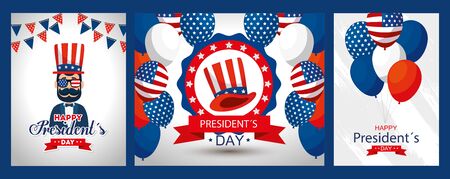 Man balloons and hat design, Usa happy presidents day united states america independence nation us country and national theme Vector illustrationのイラスト素材