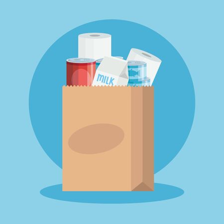 bag paper with set groceries icons vector illustration designのイラスト素材