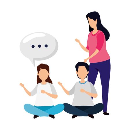 group of women with man avatar character vector illustration designのイラスト素材