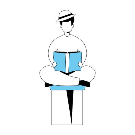 young man with book avatar character vector illustration designのイラスト素材