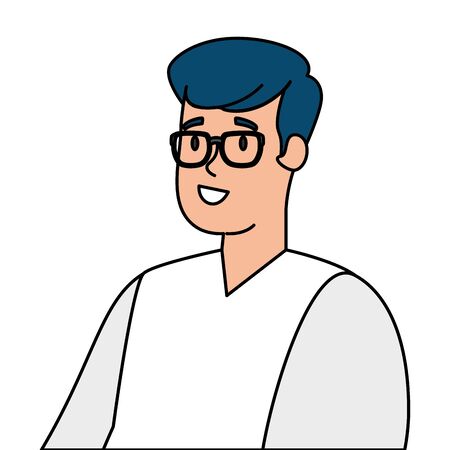 young man with eyeglasses isolated icon vector illustration designのイラスト素材