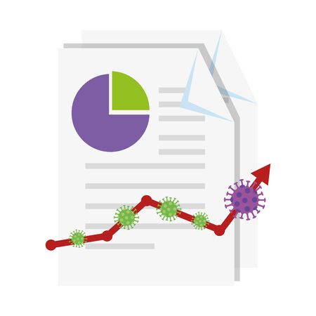 stock market variation by covid 19 infographic in document vector illustration designのイラスト素材