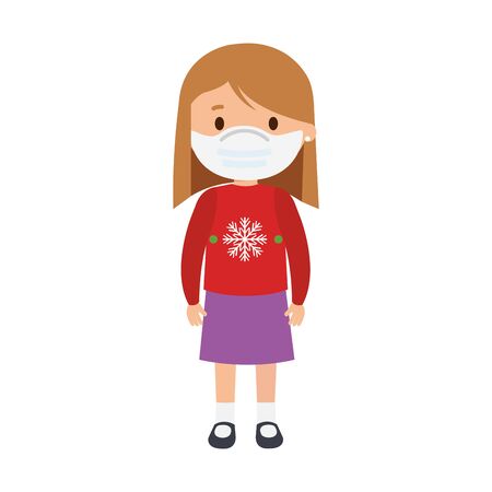 cute girl using face mask isolated icon vector illustration designのイラスト素材