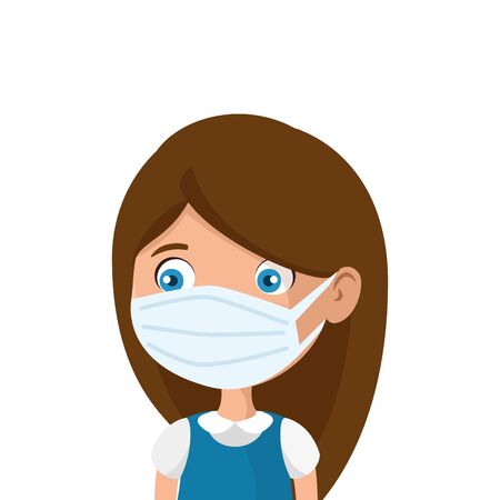 cute girl using face mask isolated icon vector illustration designのイラスト素材