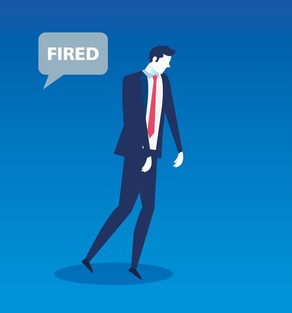 businessman unemployed with fired label in speech bubble vector illustration designのイラスト素材