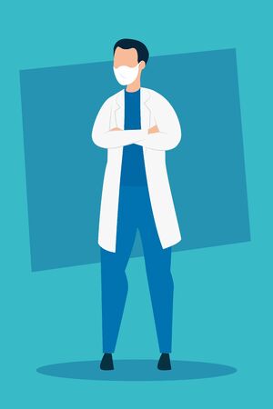 doctor male with face mask avatar isolated icon vector illustration designの写真素材