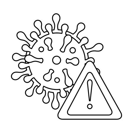 particle virus covid 19 with alert signal vector illustration designの写真素材