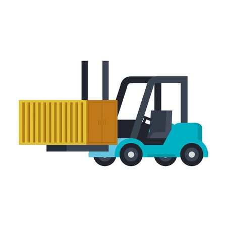 container metal in forklift isolated icon vector illustration designの写真素材