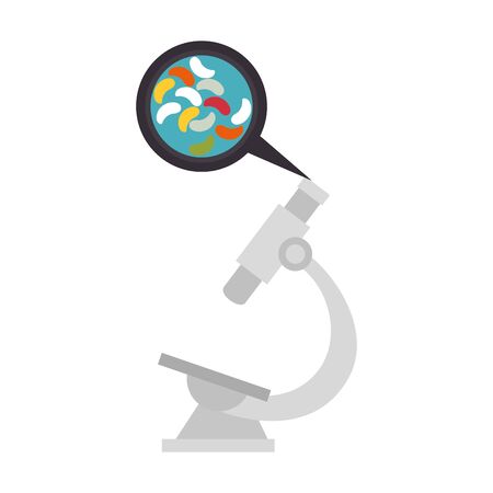 microscope laboratory with microorganisms isolated icon vector illustration designの写真素材