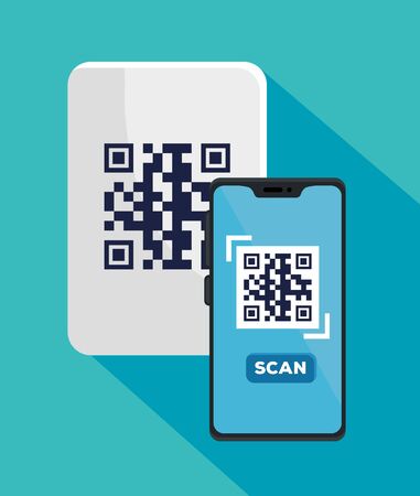 scan qr code with smartphone vector illustration designの写真素材