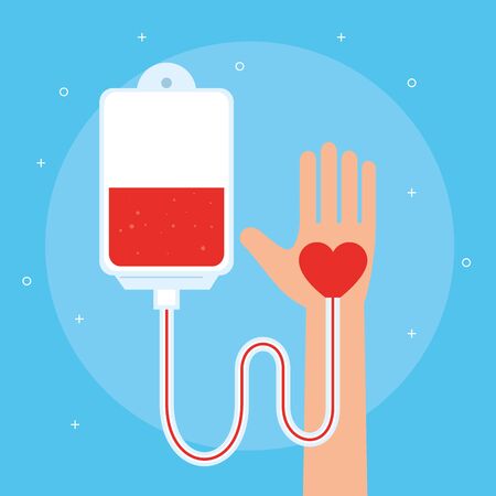 hand with bag of blood donation vector illustration designの写真素材