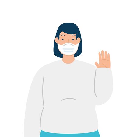 woman using face mask isolated icon vector illustration designのイラスト素材