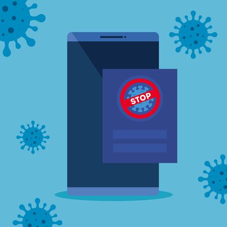 campaign of stop 2019 ncov in smartphone vector illustration designのイラスト素材