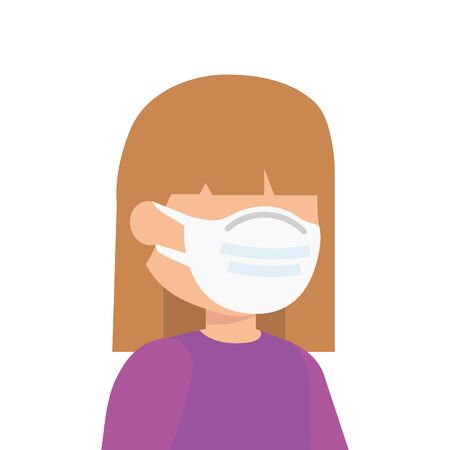 cute girl using face mask isolated icon vector illustration designのイラスト素材