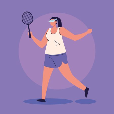 woman playing tennis avatar character vector illustration designのイラスト素材