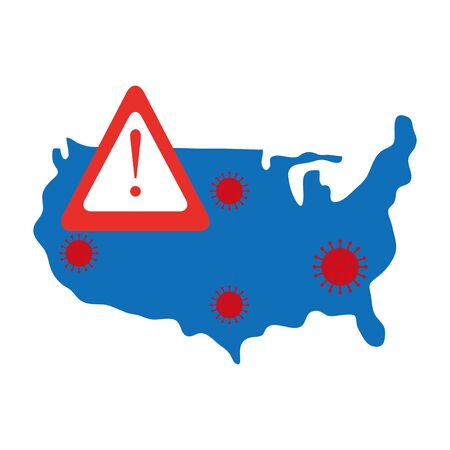 usa map with covid19 particles vector illustration designのイラスト素材