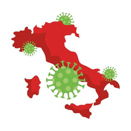 italy map with  particles illustration designのイラスト素材