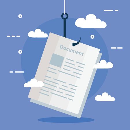 data phishing hacking online scam concept, with document hook vector illustration designのイラスト素材