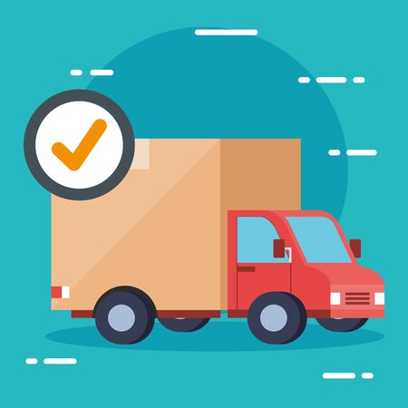truck and check mark design, Delivery logistics transportation shipping service warehouse industry and global theme Vector illustrationのイラスト素材