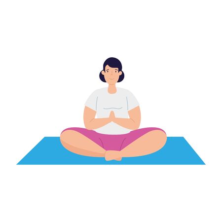woman practicing yoga exercise, healthy lifestyle vector illustration designのイラスト素材