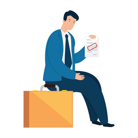 young businessman sad , wearing working outfit vector illustration designのイラスト素材