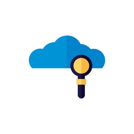 cloud computing with magnifying glass flat style vector illustration designのイラスト素材