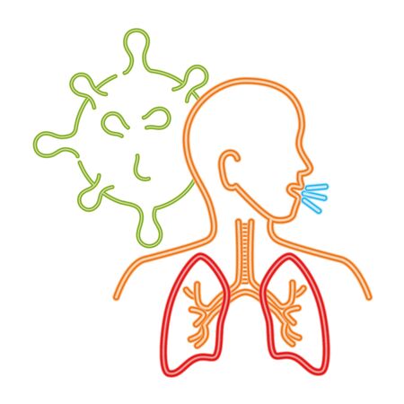 lungs disease coronavirus, infection of lungs particles in the human, line style vector illustration designのイラスト素材