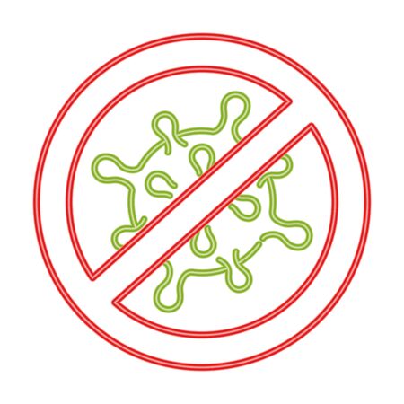 icon of coronavirus cell in prohibited sign, concept stop 2019 ncov line style vector illustration designのイラスト素材