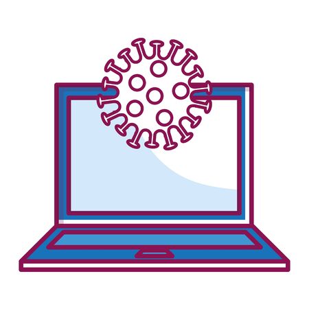 searching covid 19 online in laptop vector illustration designのイラスト素材