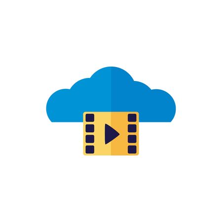 cloud computing with media player flat style vector illustration designのイラスト素材