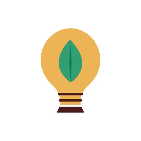 bulb light energy with leafs plant vector illustration designのイラスト素材