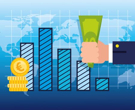 stock market crash with infographic and icons vector illustration designのイラスト素材