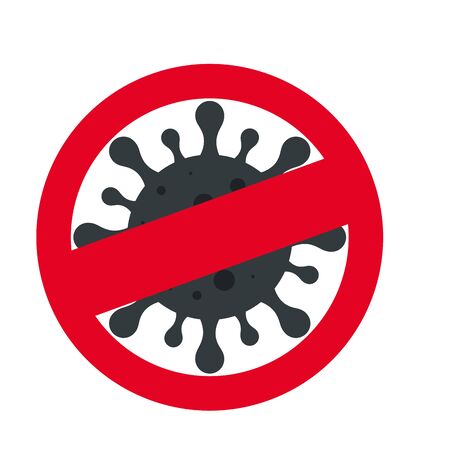 campaign of stop 2019 ncov with particle in forbidden signal vector illustration designのイラスト素材