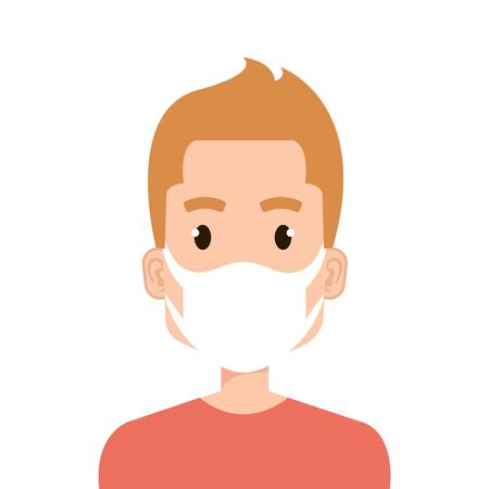 face of young man using face mask isolated icon vector illustration designのイラスト素材
